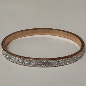 Gorgeous Sparkling Rose Gold Hinged Cuff Women's Bracelet